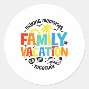 Sticker Rond Vacances en famille 2025 Vacati d'été correspondan