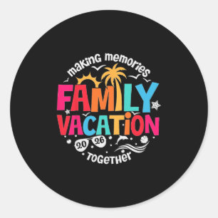 Sticker Rond Vacances en famille 2026 Plage tenue de famille as