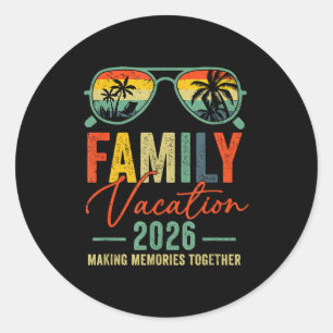 Sticker Rond Vacances en famille 2026 plage thème vacances d'ét