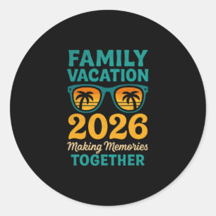 Sticker Rond Vacances en famille 2026 Souvenirs de coucher de s