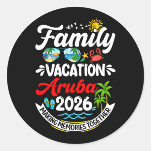Sticker Rond Vacances en famille à Aruba 2026 Création de souve