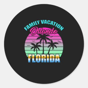 Sticker Rond Vacances en famille à Orlando Floride Coucher de s