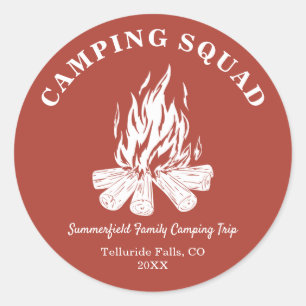 Sticker Rond Vacances en famille Camping Camping Voyage Tan