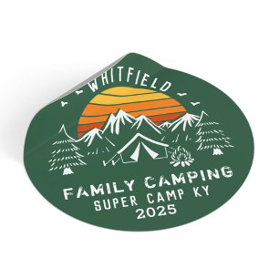 Sticker Rond Vacances en famille Camping Voyage