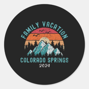 Sticker Rond Vacances en famille de ski de montagne Colorado Sp