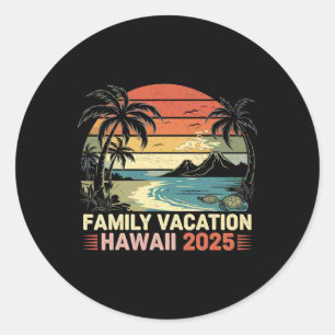 Sticker Rond Vacances en famille Hawaii Beach 2025 Hawaii Famil