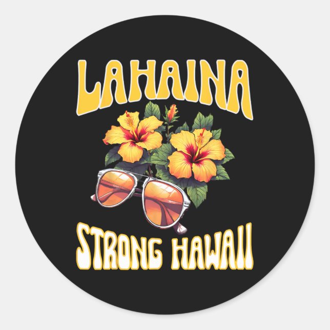Sticker Rond Vacances en famille Hawaiian Lahaina Strong Maui H (Devant)