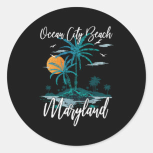Sticker Rond Vacances en famille Maryland Ocean City Beach