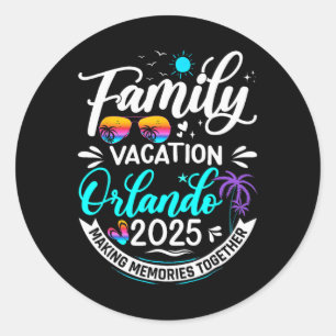 Sticker Rond Vacances en famille Orlando 2025 Plage Vacances en