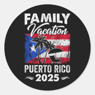 Sticker Rond Vacances en famille Porto Rico 2025 Plage Été Vaca