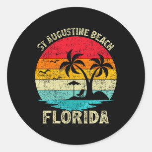 Sticker Rond Vacances en famille Vintage Retro Florida St Augus