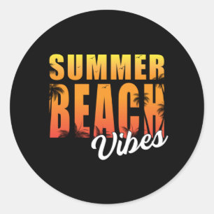 Sticker Rond Vacances en mer d'été Sun Surf Beach Cool Drôle ca