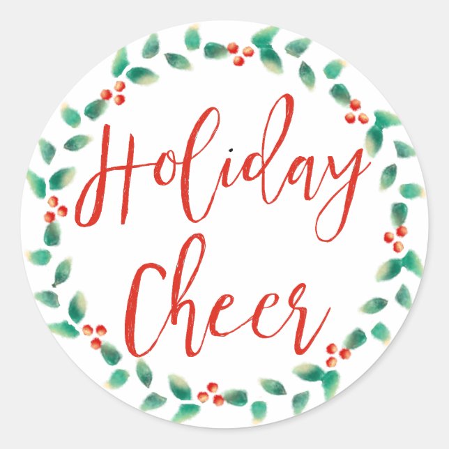 Sticker Rond Vacances en rouge et vert couronne de Noël (Devant)