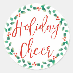 Sticker Rond Vacances en rouge et vert couronne de Noël
