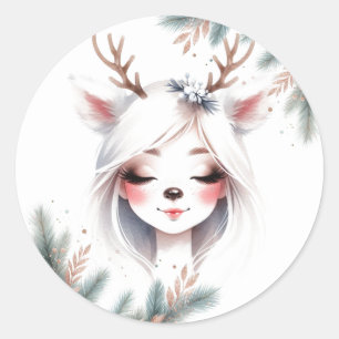 Sticker Rond Vacances Enchantées Beauté Thème Renne