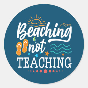 Sticker Rond Vacances Enseignant cool Plage Pas Enseignement