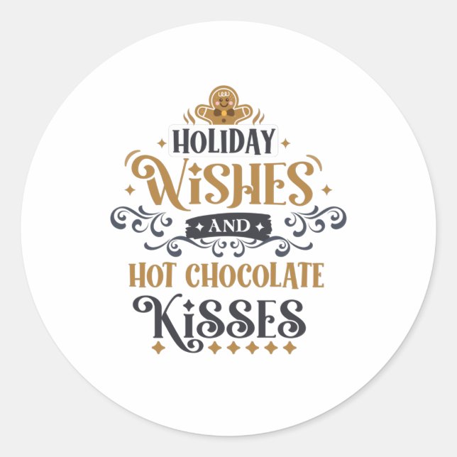 Sticker Rond Vacances et baisers au chocolat chaud (Devant)