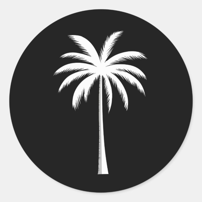 Sticker Rond Vacances été cool Sunset Beach Palm Tree (Devant)