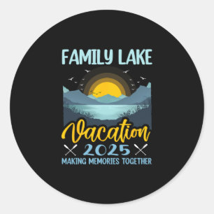 Sticker Rond Vacances familiales au lac 2025 Camping Randonnée