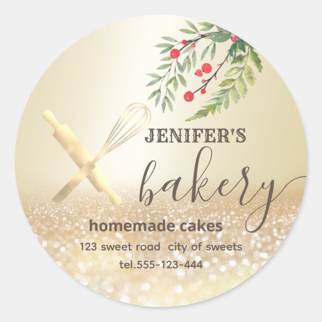 Sticker Rond Vacances Glittery rouleau pin & whisky chef boulan (Devant)