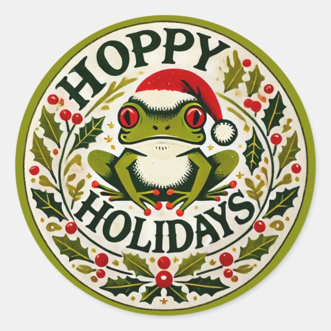 Sticker Rond Vacances Hoppy Frog Noël (Devant)
