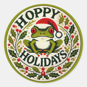 Sticker Rond Vacances Hoppy Frog Noël