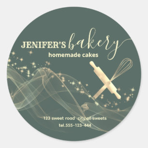 Sticker Rond Vacances or étincelant boulangerie pâtisserie