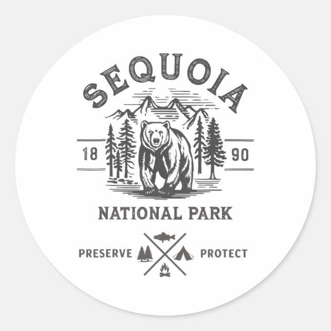 Sticker Rond Vacances originales au parc national de Sequoia Ré (Devant)