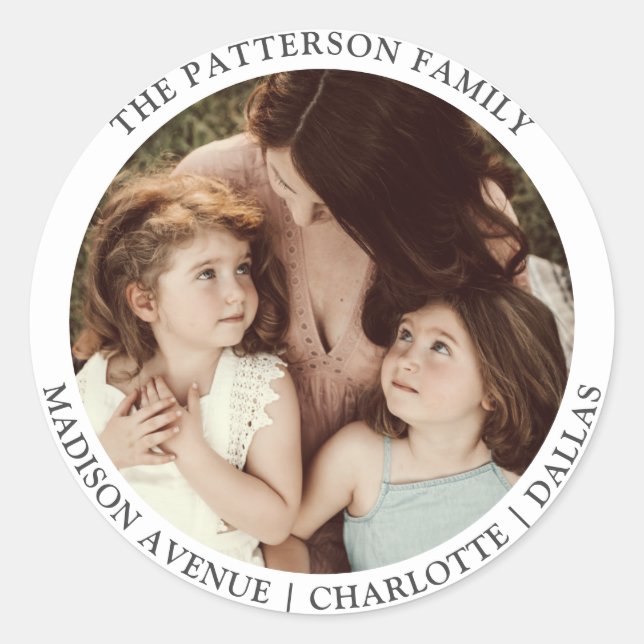 Sticker Rond Vacances photo modernes Simple Round | Adresse de  (Devant)