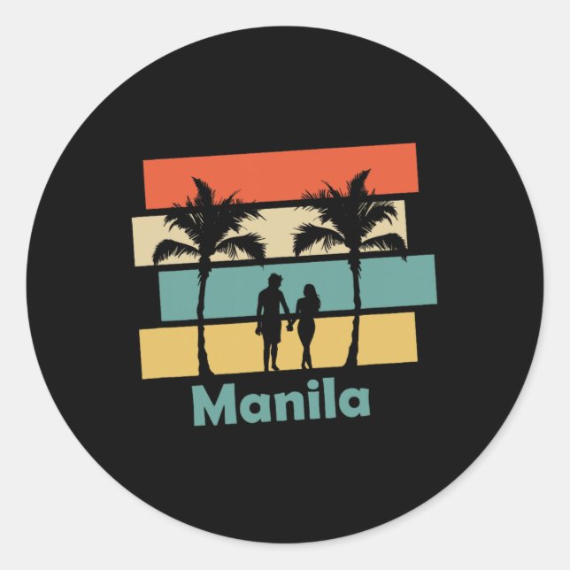 Sticker Rond Vacances Rétro Vintage Manille Philippines  (Devant)