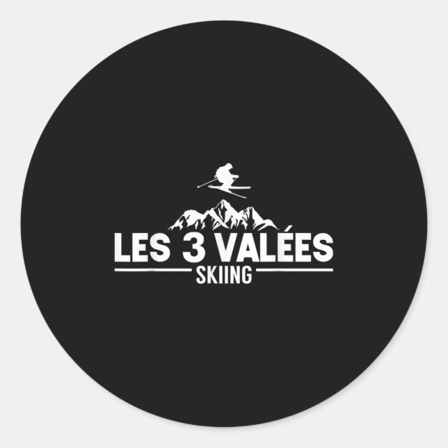 Sticker Rond Vacances Ski Des Skieurs Les 3 Vallées Ski (Devant)