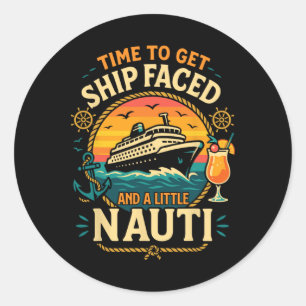 Sticker Rond Vacances sur un bateau de croisière Pun le moment 