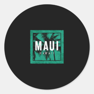 Sticker Rond Vacances tropicales à Maui Hawaii Souvenir Palmier