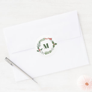 Sticker Rond Vacances Verdure & Berry Sceau d'enveloppe initial