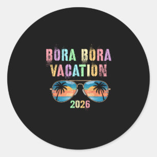 Sticker Rond Vacances vintage bora bora 2026 vacay natation voy