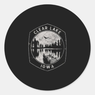 Sticker Rond Vacances vintage en plein air à Clear Lake Iowa
