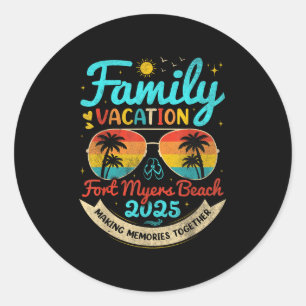 Sticker Rond Vacances vintages en famille Fort Myers Beach 2025