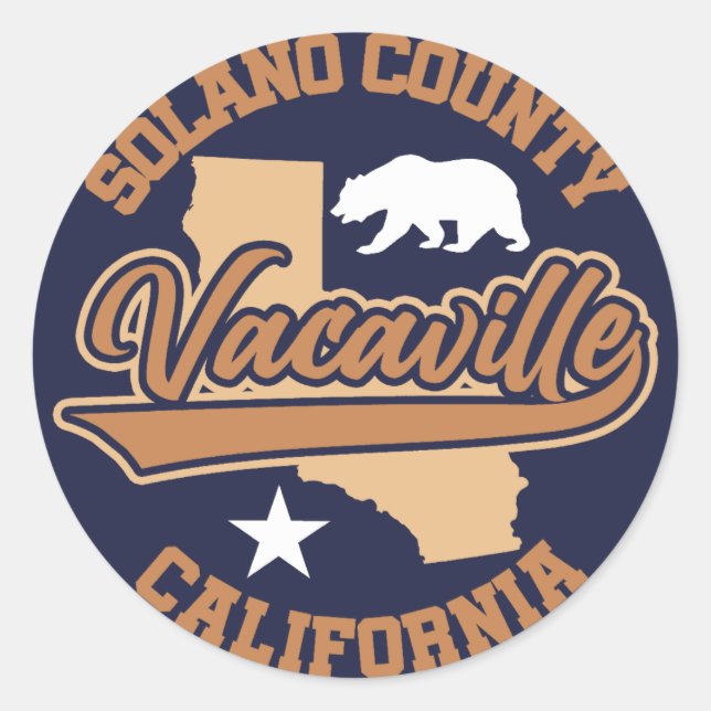 Sticker Rond Vacaville, Californie (Devant)