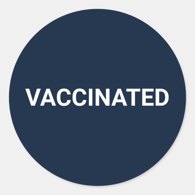 Sticker Rond Vacciné bleu marine foncé blanc personnalisable (Devant)