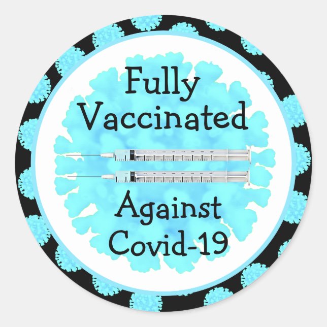 Sticker Rond Vacciné entièrement contre le virus Covid-19 (Devant)