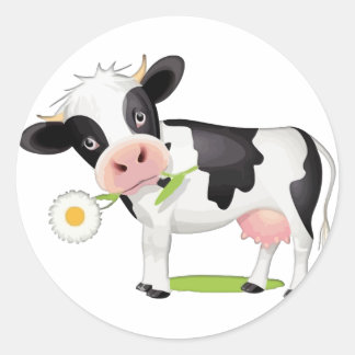 Sticker Rond Vache à fleurs