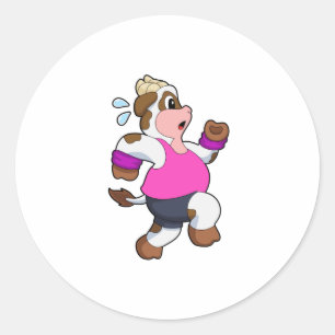 Sticker Rond Vache à la course