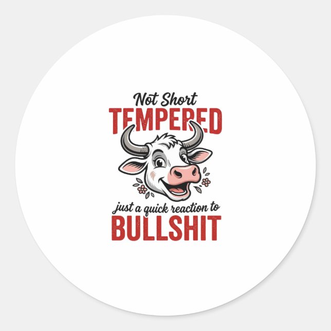 Sticker Rond Vache à tempérament drôle vintage (Devant)