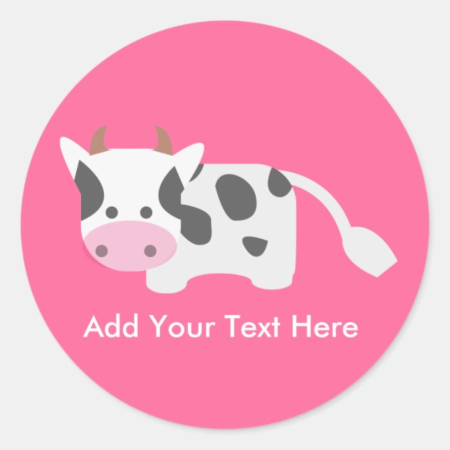 Sticker Rond Vache adorable (Devant)