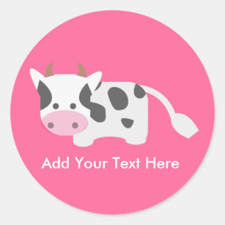 Sticker Rond Vache adorable