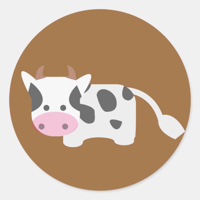 Sticker Rond Vache adorable (Devant)