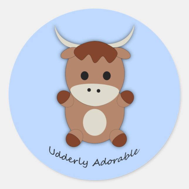 Sticker Rond Vache adorable âgée (Devant)