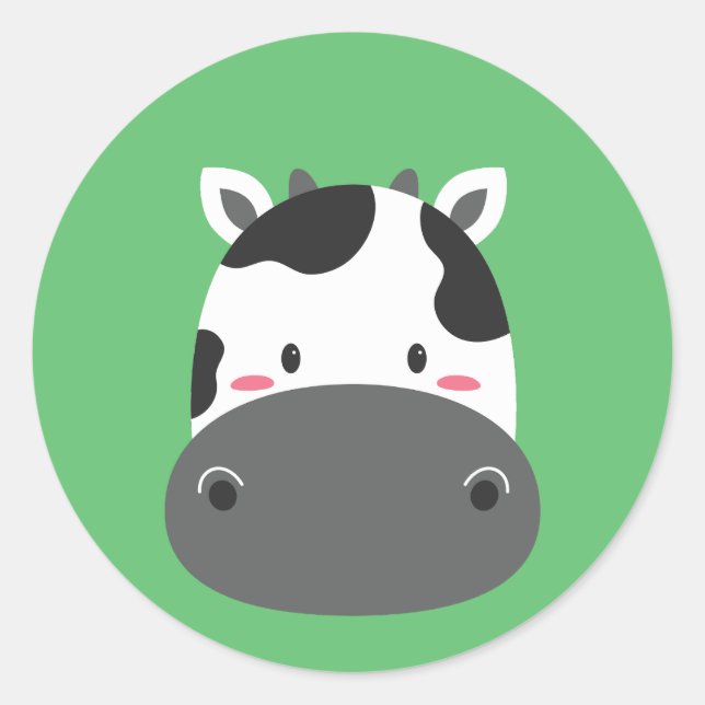 Sticker Rond Vache Anniversaire Art pour enfants (Devant)