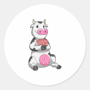Sticker Rond Vache au Poker avec cartes de Poker