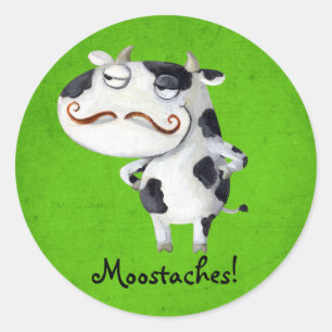 Sticker Rond Vache aux moustaches